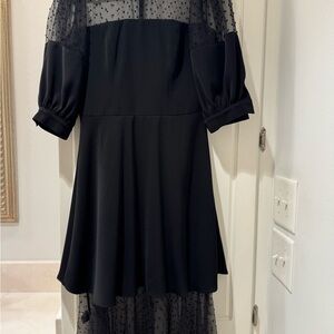 Black Halo Black Sheer Polka Dot Dress